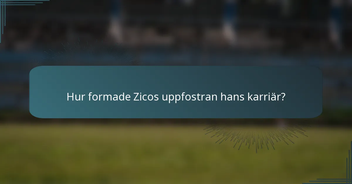 Hur formade Zicos uppfostran hans karriär?