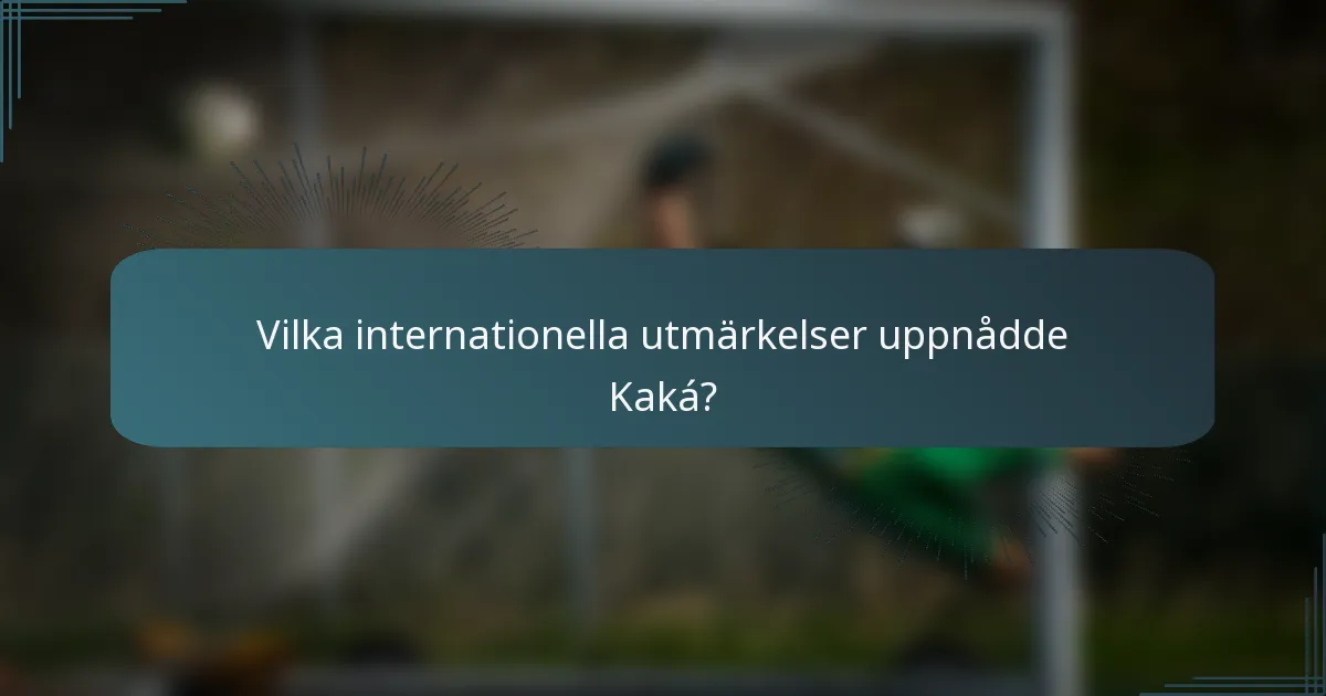 Vilka internationella utmärkelser uppnådde Kaká?